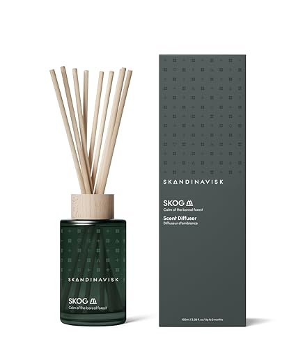 Skandinavisk Skog 'Wald' Duftstäbchen Diffusor mit 8 Stäbchen; Duftnoten: Kiefernnadeln und Tannenzapfen, Birkensaft und Maiglöckchen, 100 ml. von Skandinavisk