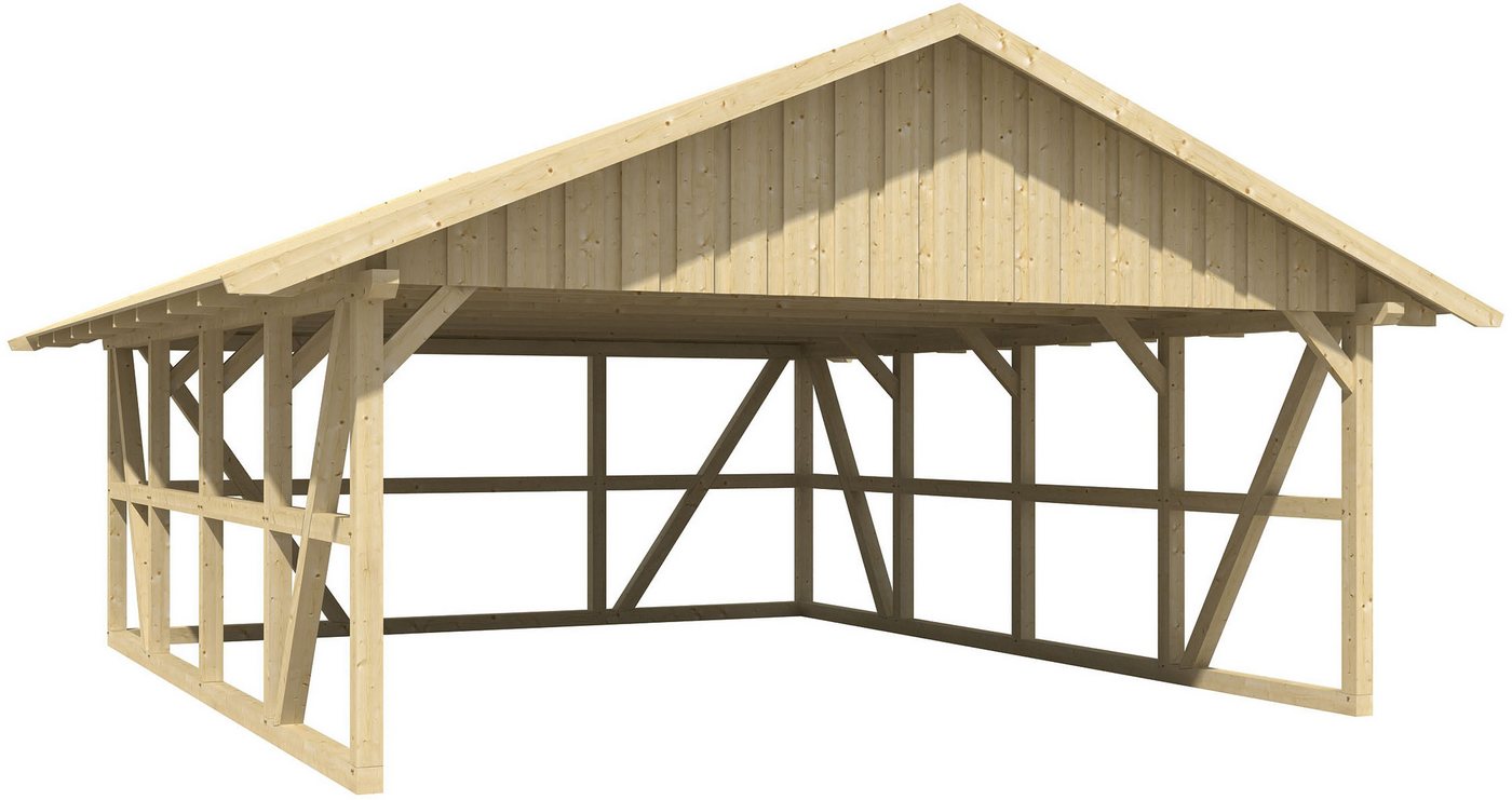 Skanholz Doppelcarport Schwarzwald, BxT: 684x772 cm, 220 cm Einfahrtshöhe, 684x772cm mit Rückwand und Dachschalung von Skanholz