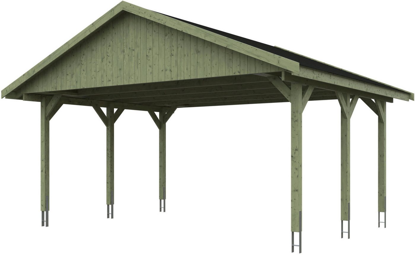 Skanholz Doppelcarport Wallgau, BxT: 620x500 cm, 215 cm Einfahrtshöhe, 620x500cm, schwarze Schindeln von Skanholz