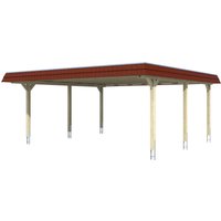 Skanholz Doppelcarport "Wendland", Leimholz, Fichte, 550 cm, Natur von Skanholz