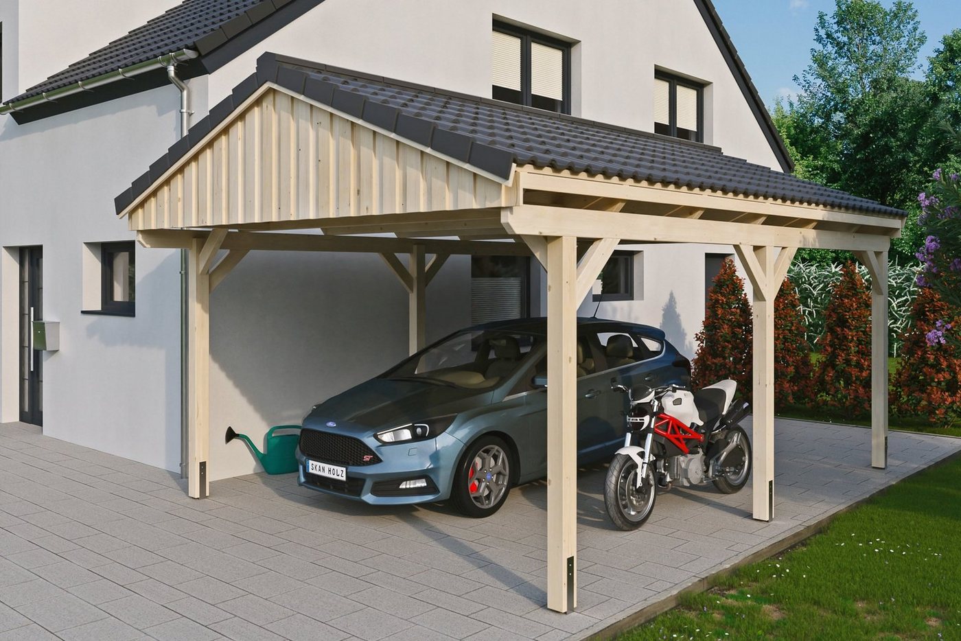 Skanholz Einzelcarport Fichtelberg, BxT: 423x566 cm, 379 cm Einfahrtshöhe, mit Dachlattung von Skanholz