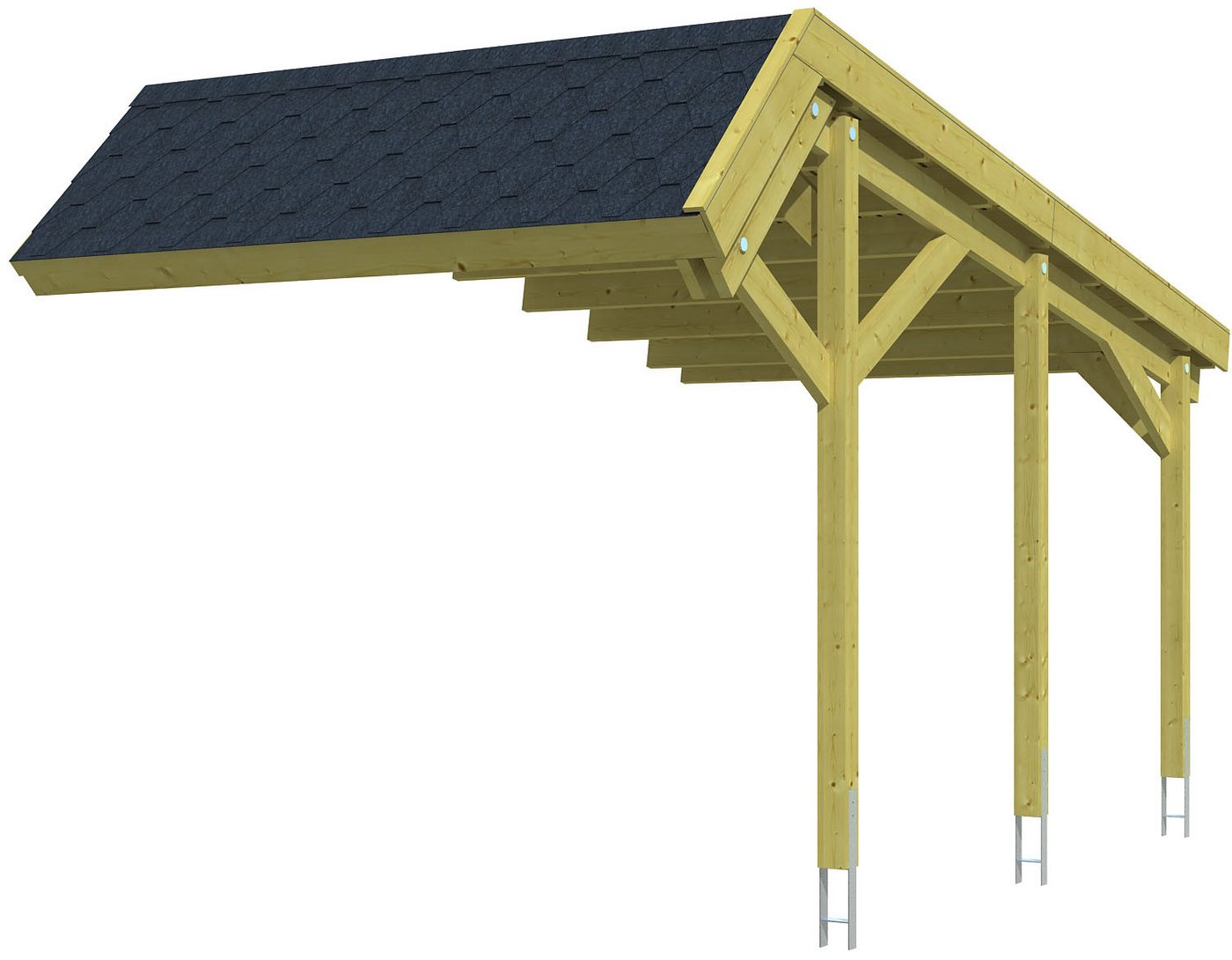 Skanholz Einzelcarport Harz, BxT: 303x560 cm, 219 cm Einfahrtshöhe, Stellplatzerweiterung 303x560cm, schwarze Schindeln von Skanholz