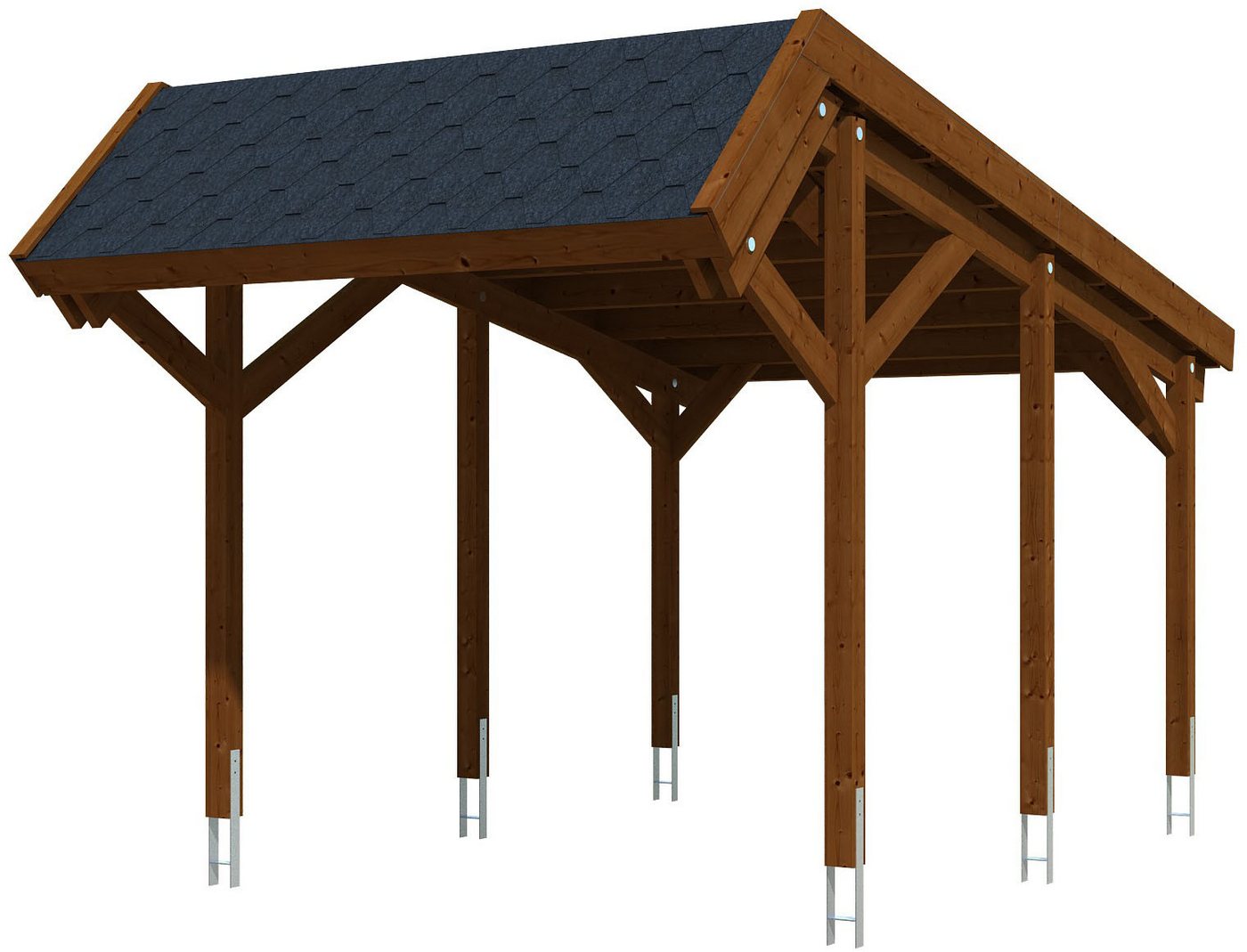 Skanholz Einzelcarport Harz, BxT: 321x560 cm, 219 cm Einfahrtshöhe, 321x560cm mit schwarzen Schindeln von Skanholz