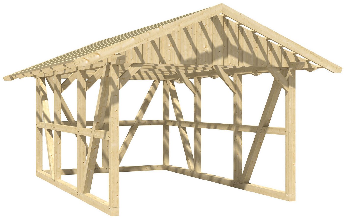 Skanholz Einzelcarport Schwarzwald, BxT: 424x600 cm, 220 cm Einfahrtshöhe, 424x600cm mit Rückwand und Dachlattung von Skanholz