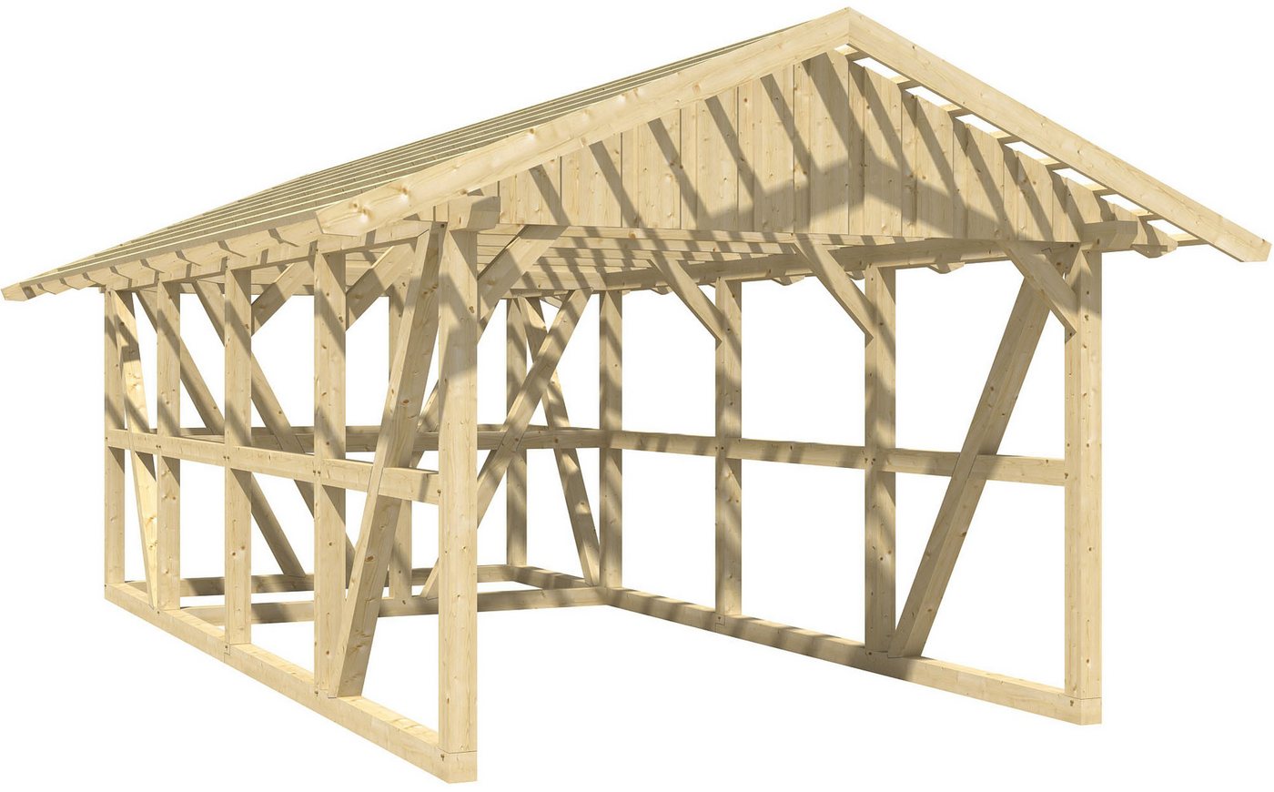 Skanholz Einzelcarport Schwarzwald, BxT: 424x772 cm, 220 cm Einfahrtshöhe, 424x772cm mit Abstellraum und Dachlattung von Skanholz