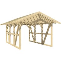 Skanholz Einzelcarport "Schwarzwald", KVH, Fichte, 300 cm, Natur, 424x600cm, mit Dachlattung von Skanholz