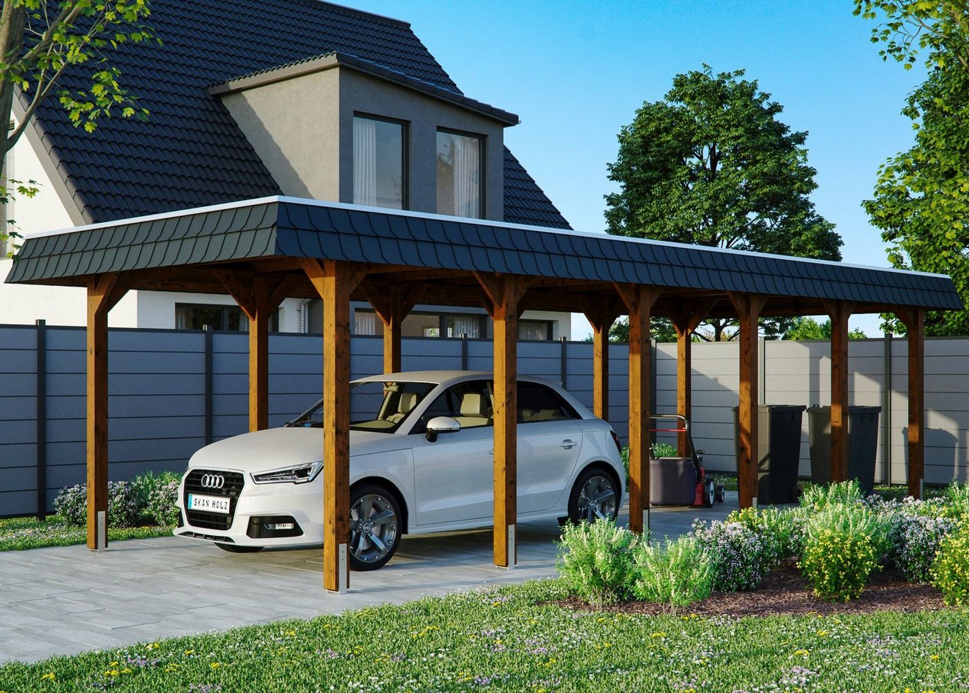 Skanholz Einzelcarport Spreewald, BxT: 345x893 cm, 206 cm Einfahrtshöhe von Skanholz