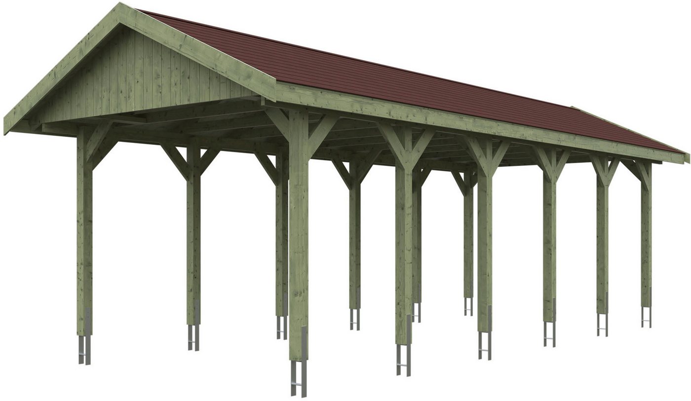 Skanholz Einzelcarport Wallgau, BxT: 380x900 cm, 215 cm Einfahrtshöhe, 380x900cm, rote Schindeln von Skanholz