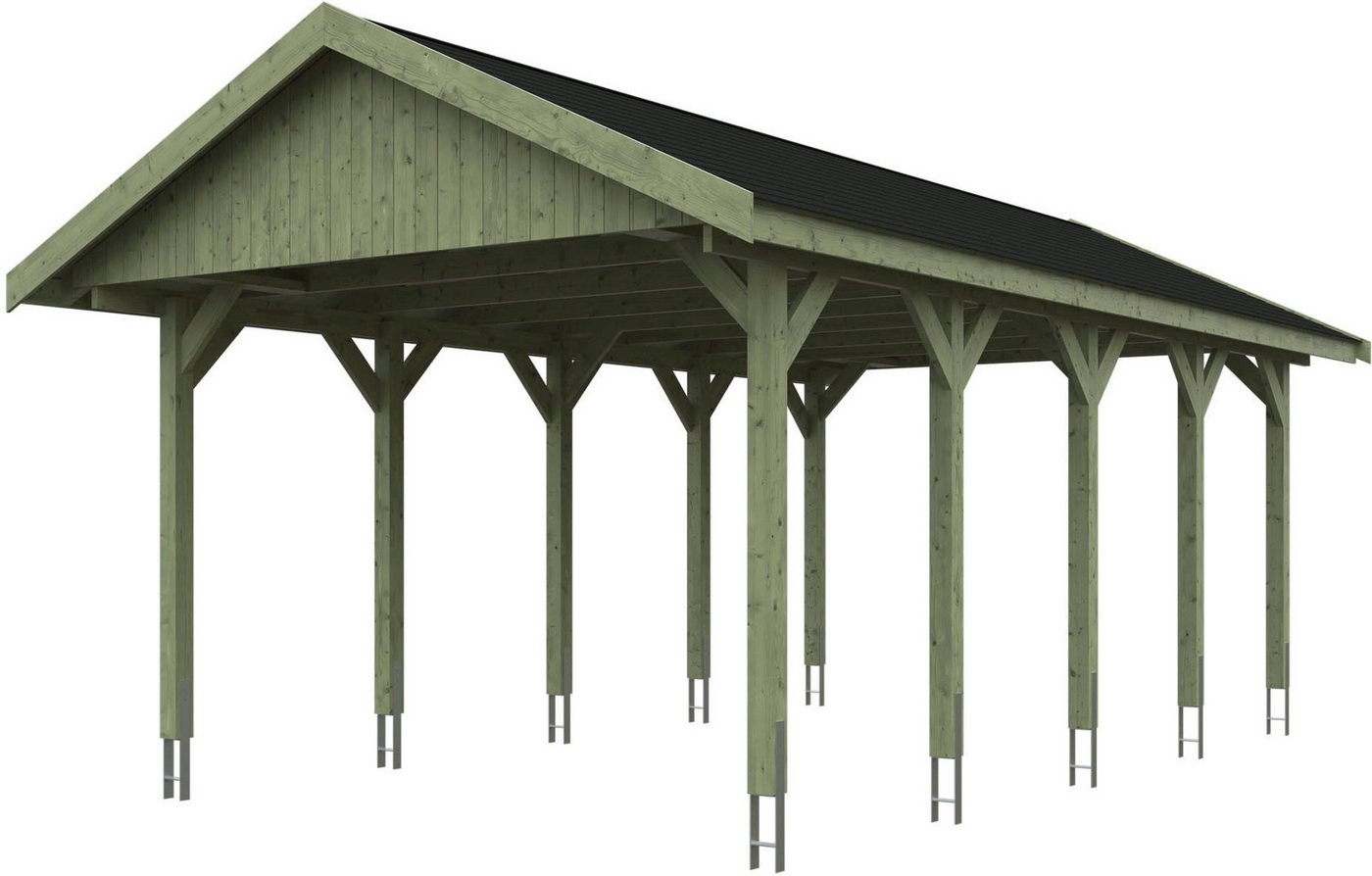 Skanholz Einzelcarport Wallgau, BxT: 430x750 cm, 215 cm Einfahrtshöhe, 430x750cm, schwarze Schindeln von Skanholz