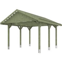 Skanholz Einzelcarport "Wallgau", Nadelholz, 340 cm, Grün, 430x500cm, mit Dachlattung von Skanholz