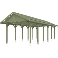 Skanholz Einzelcarport "Wallgau", Nadelholz, 340 cm, Grün, 430x900cm, mit Dachlattung von Skanholz