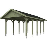 Skanholz Einzelcarport "Wallgau", Nadelholz, 340 cm, Grün, 430x750cm, schwarze Schindeln von Skanholz