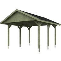 Skanholz Einzelcarport "Wallgau", Nadelholz, 340 cm, Grün, 430x500cm, schwarze Schindeln von Skanholz