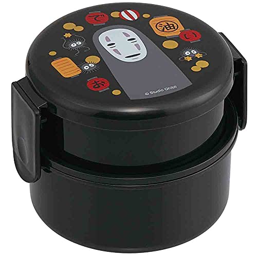 Spirited Away Bento-Lunchbox mit 2 Ebenen, rund, mit Folk (500 ml), authentisches japanisches Design, mikrowellengeeignet, Schwarz von SKATER