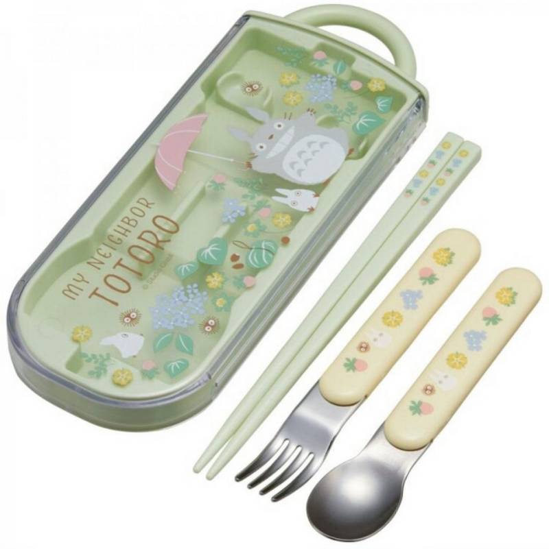 Skater Essstäbchen Mein Nachbar Totoro Set aus Essstäbchen, Gabel, Löffel und Etui von Skater