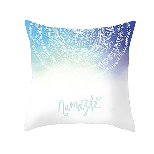 1 Kissenbezüge 40x40cm, Kissenbezug Weiß Blau Mandala-Blume Namaste Polyester Kopfkissenbezug Deko Wohnzimmer Schlafzimmer von Skcess