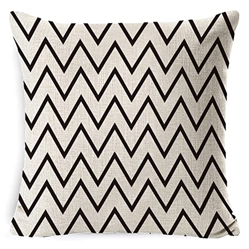 1 Kissenbezüge 40x40cm, Kissenhülle Schwarz-Weiss Gewellte Streifen Leinen Kissenbezüge Sitzkissen Dekokissen Couchkissen Dekoration 1 Kissenbezüge 40x40cm, Kissenhülle Schwarz-Weiss Gewellte Streifen Leinen Kissenbezüge Sitzkissen Dekokissen Couchkissen Dekoration von Skcess