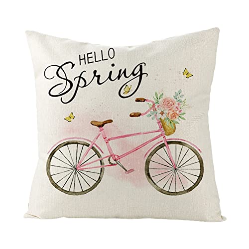 1 Kissenbezüge 40x40cm, Kopfkissenbezug Pink Schwarz Fahrrad-Blume Hello Spring Bettwäsche Aus Baumwolle Kopfkissenbezug Deko Wohnzimmer Schlafzimmer von Skcess