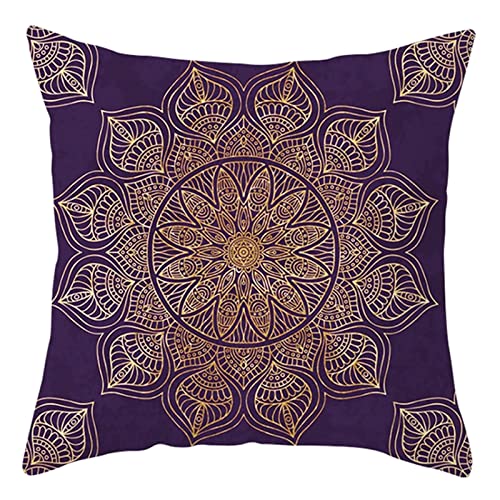 1 Kissenbezug 40x40cm, Kissenabdeckungen Lila Beige Mandala-Blumenmuster Polyester Kopfkissenbezug Sitzkissen Dekokissen Couchkissen Dekoration von Skcess