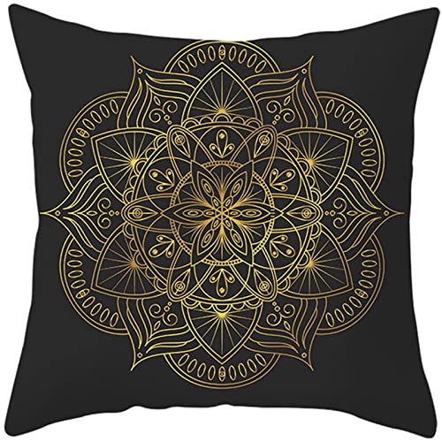 1 Kissenbezug 45x45cm, Kissenbezug Schwarzes Gold Blätter Blühen Polyester Kissenbezug Deko Wohnzimmer Schlafzimmer von Skcess