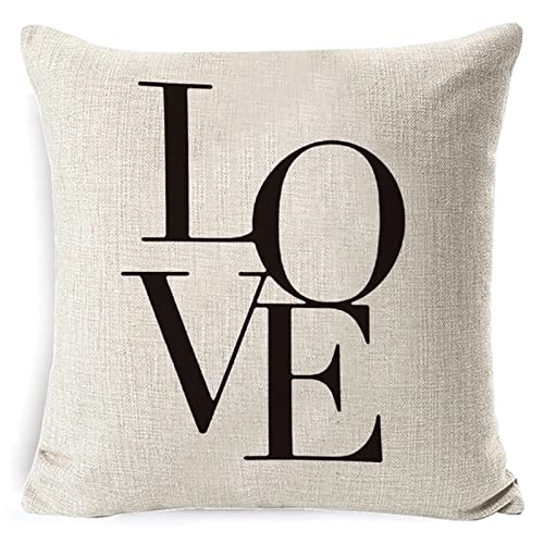 1 Kissenbezug 45x45cm, Kissenhülle Schwarz-Weiss Love Leinen Kopfkissenbezug Sitzkissen Dekokissen Couchkissen Dekoration 1 Kissenbezug 45x45cm, Kissenhülle Schwarz-Weiss Love Leinen Kopfkissenbezug Sitzkissen Dekokissen Couchkissen Dekoration von Skcess