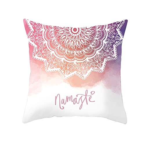 1 Kopfkissenbezug 40x40cm, Kissen Fall Für Sofa Weiß Rosa Mandala-Blume Namaste Polyester Kissenbezüge Deko Wohnzimmer Schlafzimmer von Skcess