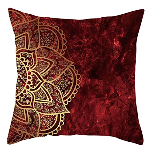 1 Kopfkissenbezug 40x40cm, Kissenhülle Rotes Gold Halbes Mandala-Muster Polyester Kissenbezug Sitzkissen Dekokissen Couchkissen Dekoration von Skcess