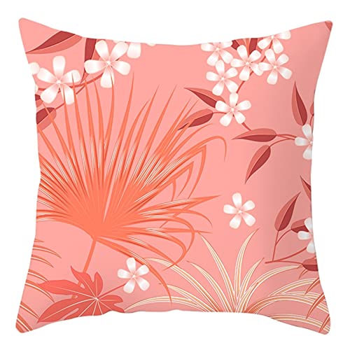 1 Kopfkissenbezug 45x45cm, Zierkissenbezüge Korallenweiß Blattblumen Polyester Kissenbezug Sitzkissen Dekokissen Couchkissen Dekoration von Skcess