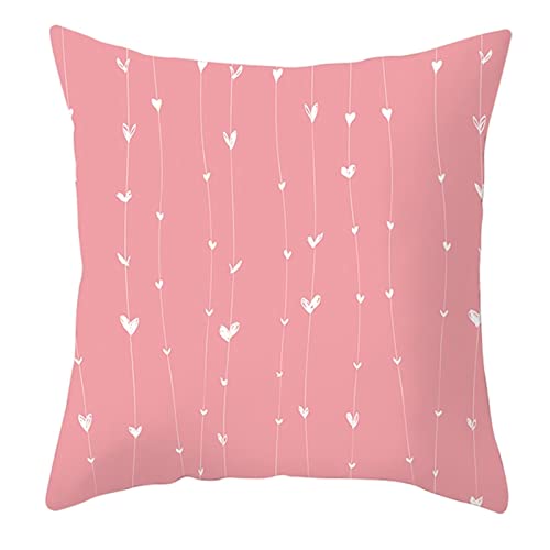 1 Kopfkissenbezug 50x50cm, Kissenbezug Weiß Rosa Streifen-Herz Polyester Kissenbezüge Deko Wohnzimmer Schlafzimmer von Skcess