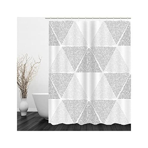 Duschvorhang 120x180, Polyester Duschvorhang Grau-Weiß Duschvorhang Wasserdicht Geometrisches Sechseck Duschvorhang Antischimmel Duschvorhang 120x180, Polyester Duschvorhang Grau-Weiß Duschvorhang Wasserdicht Geometrisches Sechseck Duschvorhang Antischimmel von Skcess