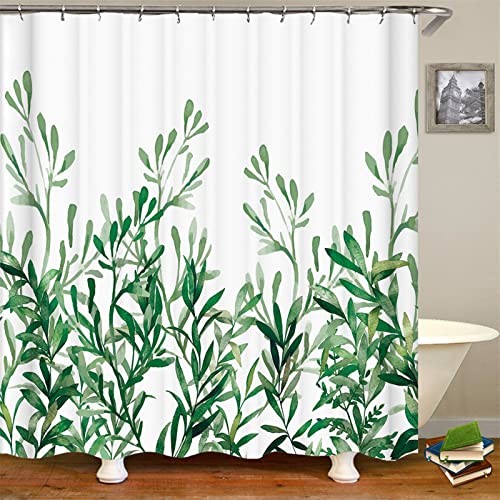 Duschvorhang 120x180 Shower Curtain, Duschvorhang Antischimmel Duschvorhang Blätter Blumen Badvorhang Weiß Grün Textil Duschvorhang Wasserdicht Duschvorhang 120x180 Shower Curtain, Duschvorhang Antischimmel Duschvorhang Blätter Blumen Badvorhang Weiß Grün Textil Duschvorhang Wasserdicht von Skcess