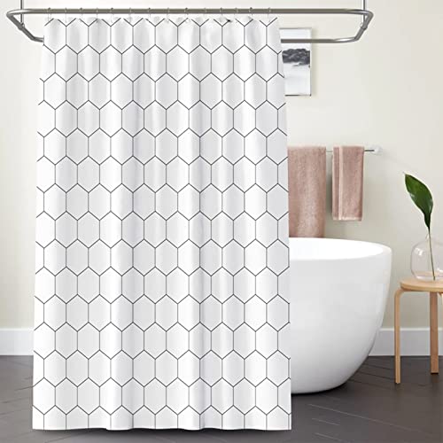 Duschvorhang Schmal Weiß, Polyester Duschvorhang Wasserdicht Geometrisches Muster Duschvorhang Antischimmel 80x180CM von Skcess