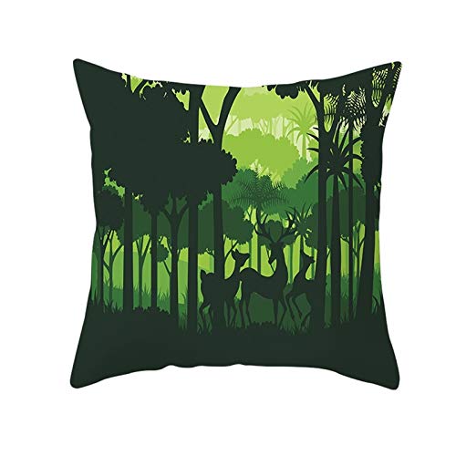 Pillow Case Winter, Kissenhülle 40x40 Winter Grün Rehe Im Wald Home Dekorationen für Stuhl Auto Sofa von Skcess