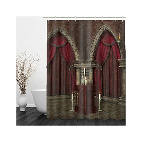 Skcess Duschvorhang 180x200, Polyester Duschvorhang Dunkelbraun Rot Duschvorhang Wasserdicht 2 Tore Duschvorhang Antischimmel Skcess Duschvorhang 180x200, Polyester Duschvorhang Dunkelbraun Rot Duschvorhang Wasserdicht 2 Tore Duschvorhang Antischimmel von Skcess