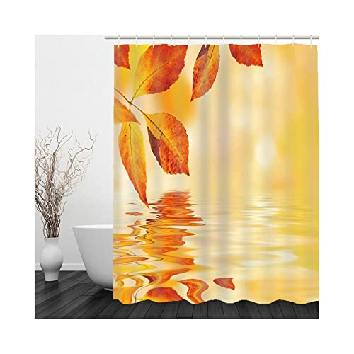 Skcess Duschvorhang 180x200, Polyester Duschvorhang Orange Gelb Duschvorhang Wasserdicht Herbstlaub Flusswasser Duschvorhang Antischimmel Skcess Duschvorhang 180x200, Polyester Duschvorhang Orange Gelb Duschvorhang Wasserdicht Herbstlaub Flusswasser Duschvorhang Antischimmel von Skcess
