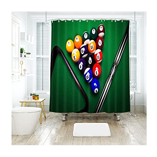 Skcess Haken Duschvorhang Mehrfarbig, Polyester Duschvorhang Wasserdicht Billard Desktop-Ansicht Anti Schimmel Duschvorhang 200x180CM Skcess Haken Duschvorhang Mehrfarbig, Polyester Duschvorhang Wasserdicht Billard Desktop-Ansicht Anti Schimmel Duschvorhang 200x180CM von Skcess