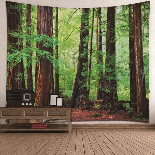 Skcess Tapisserie Braun Grün, Wandbehang Wald Wald Polyester Wandteppich 200X200CM von Skcess