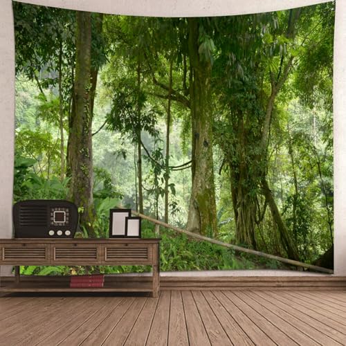 Skcess Wall Tapestry Grün, Wandbehang Wald Waldbäume Polyester Wandteppich 260X240CM von Skcess