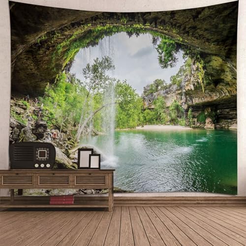Skcess Wandteppich Wasserfall, Wandteppich Baum Grün Höhlenwasserfallbäume Polyester Wandteppich 200X200CM Skcess Wandteppich Wasserfall, Wandteppich Baum Grün Höhlenwasserfallbäume Polyester Wandteppich 200X200CM von Skcess