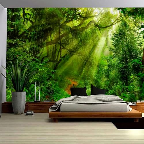 Skcess Wandteppich Wald 200X200 Wandtuch Wandteppich Grünwald Wandteppich Baum Sonnenaufgang Landschaft Wandtücher Wandbehang Tapestry Tapisserie von Skcess