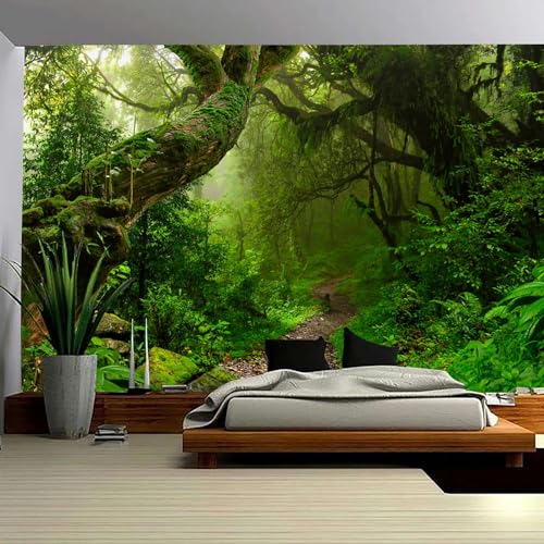 Skcess Wandteppich Wald Grün Wandtuch Wald für Schlafzimmer Wandteppich Natur Landschaft Wald Wandbehang Decorative Tapestry Wandteppich Klein 150X130Cm von Skcess