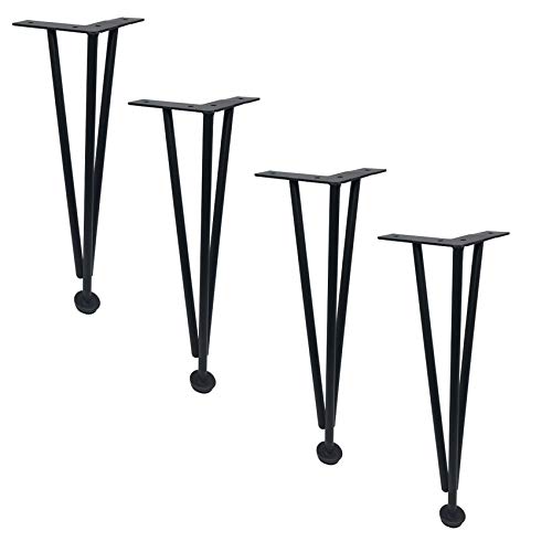 x Haarnadel-Tischbeine, Möbelbeine aus Eisen, Möbelfüße aus Metall, Tischbeine mit 3 Stangen Durchmesser, Füße für Sofas, TV-Ständerbeine, Stützfuß für Badezimmerschränke, mit Schrauben, Sch von Skdndk
