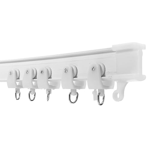 Biegbare Deckenvorhangschiene, 2M Fenster biegbare Vorhang-Spurstangenschiene Kunststoff flexible Decke montiert gekrümmte gerader Rutsch-Zubehör Kit Wohnkultur(Top clamping) von Skdvy