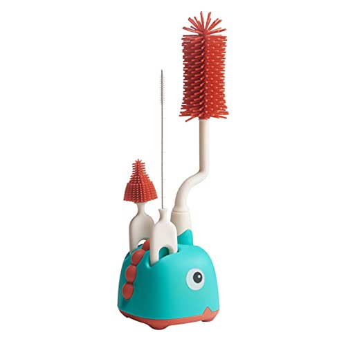Baby Flaschenbürste,3 in 1 Flaschenreiniger Bürste Silikon Flaschenbürste Babyflaschenbürste Flaschenbürste Baby mit Aufbewahrungsständer Soft Brush Saugerbürste Strohhalmreiniger (Grün) von Skeadex