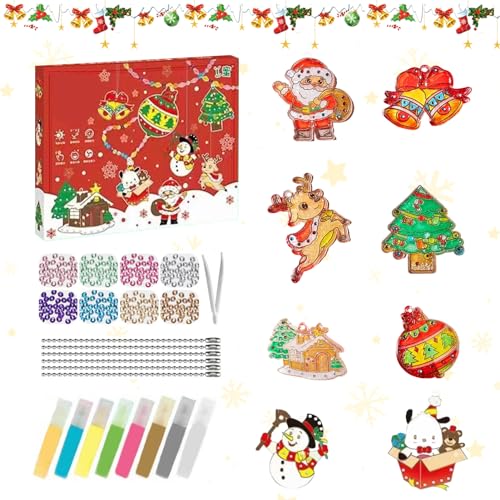 DIY-Kristallfarben-Kunst- und Bastelset Weihnachten, 34teiliges Set Weihnachtliche Kristall Klebemalerei, Bake-Free Crystal Color Glue Painting Pendant, DIY Crystal Paint Arts and Crafts Set (1pc) von Skeadex