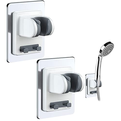 Duschkopfhalterung Ohne Bohren Duschhalterung Handbrause Halterung Verstellbar Brausehalter Saugnapf Wand Handbrause Halterung Universal Handbrause Halterung Bad Zubehör (B-2 Stück) von Skeadex