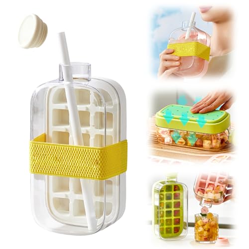 Ice Cube Bottle,2 in 1 Eiswürfelflasche Eiswürfelform mit Deckel & Stroh,800ml Eiswürfelform Silikon,Eiswürfelbehälter Alle Eiswürfel Ineiner Sekunde Freigeben,Eiswürfel Form für Getränke Saft (Weiß) Ice Cube Bottle,2 in 1 Eiswürfelflasche Eiswürfelform mit Deckel & Stroh,800ml Eiswürfelform Silikon,Eiswürfelbehälter Alle Eiswürfel Ineiner Sekunde Freigeben,Eiswürfel Form für Getränke Saft (Weiß) von Skeadex