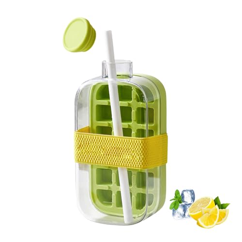 Ice Cube Bottle,2 in 1 Eiswürfelflasche Eiswürfelform mit Deckel & Stroh,800ml Eiswürfelform Silikon,Eiswürfelbehälter Alle Eiswürfel Ineiner Sekunde Freigeben,Eiswürfel Form für Getränke Saft (Grün) Ice Cube Bottle,2 in 1 Eiswürfelflasche Eiswürfelform mit Deckel & Stroh,800ml Eiswürfelform Silikon,Eiswürfelbehälter Alle Eiswürfel Ineiner Sekunde Freigeben,Eiswürfel Form für Getränke Saft (Grün) von Skeadex