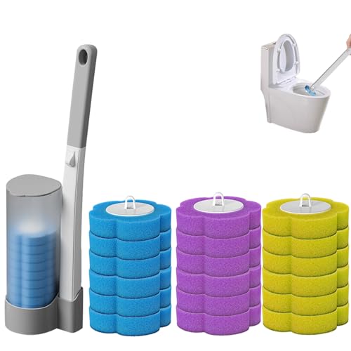 Klobürste Toilettenbürste WC Bürste Einweg Toilettenbürstenhalter Set für Badezimmer mit Halter WC Reinigungsbürste mit 18 Toilettenstangen Ersatz Kopf für Badezimmer Reinigung (Bürste Set) von Skeadex