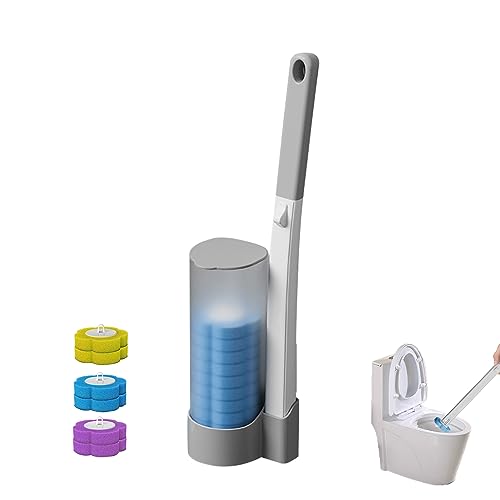 Klobürste Toilettenbürste WC Bürste Einweg Toilettenbürstenhalter Set für Badezimmer mit Halter WC Reinigungsbürste mit 6 Toilettenstangen Ersatz Kopf für Badezimmer Reinigung (Grau) von Skeadex